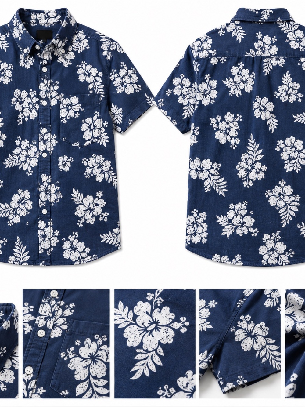 art class Navy Blue & White Floral Button-Up Shirt